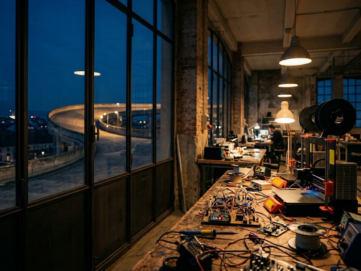 Laboratorio con prototipi elettronici e stampante 3D, la pista sul tetto del Lingotto oltre le finestre